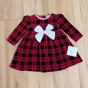 Little Me Red and Black Plaid Dress